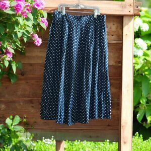 J.G. Hook Rockabilly Skirt Viva Las Vegas Navy Polka Dot Pleated 12 1960s